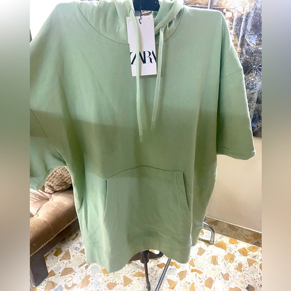Zara Jackets & Blazers - ZARA HOODED SWEATSHIRT!! New with tag. Sea green color.